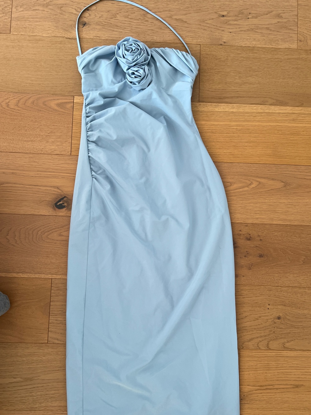 Zara- Light Blue Women’s Strapless Floral Accent Dress Size S